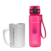 Водородная кружка Vione Hydrogen Mug серебро+минеральная бутылка Vione Mineral Bottle Sport розовая