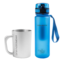 Водородная кружка Vione Hydrogen Mug серая + минеральная бутылка Vione Mineral Bottle Sport синяя